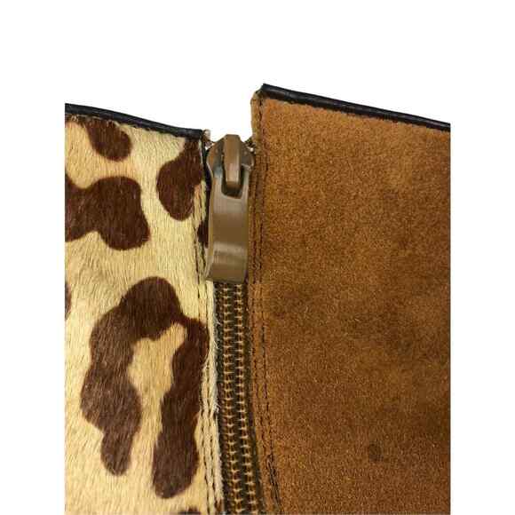 Volatile Womens Tan Leather Calf Hair Trim Zip Western Ankle Booties 7.5 - Picture 8 of 11